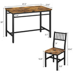 Ensemble de salle à manger industriel 5 pièces, marron et noir antique, 4 places