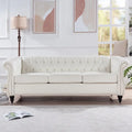 Canapé Chesterfield 3 places en similicuir crème