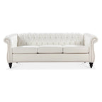 Canapé Chesterfield 3 places en similicuir crème