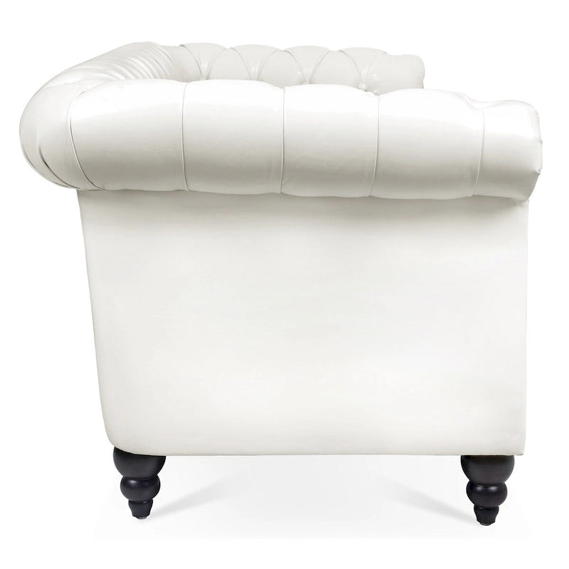 Canapé Chesterfield 3 places en similicuir crème