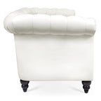 Canapé Chesterfield 3 places en similicuir crème