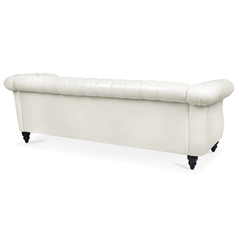 Canapé Chesterfield 3 places en similicuir crème