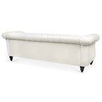 Canapé Chesterfield 3 places en similicuir crème