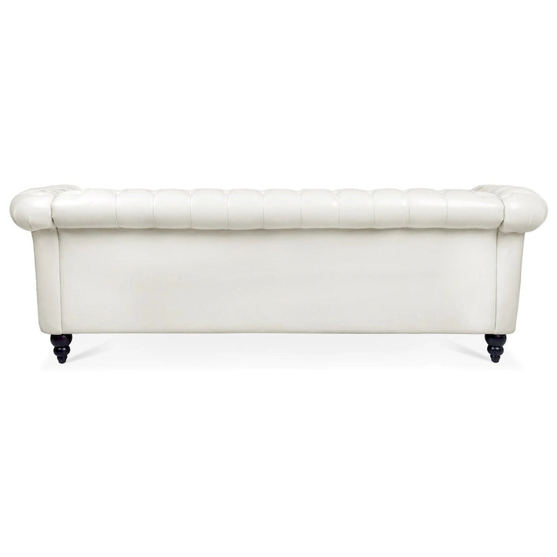 Canapé Chesterfield 3 places en similicuir crème