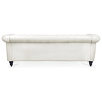 Canapé Chesterfield 3 places en similicuir crème