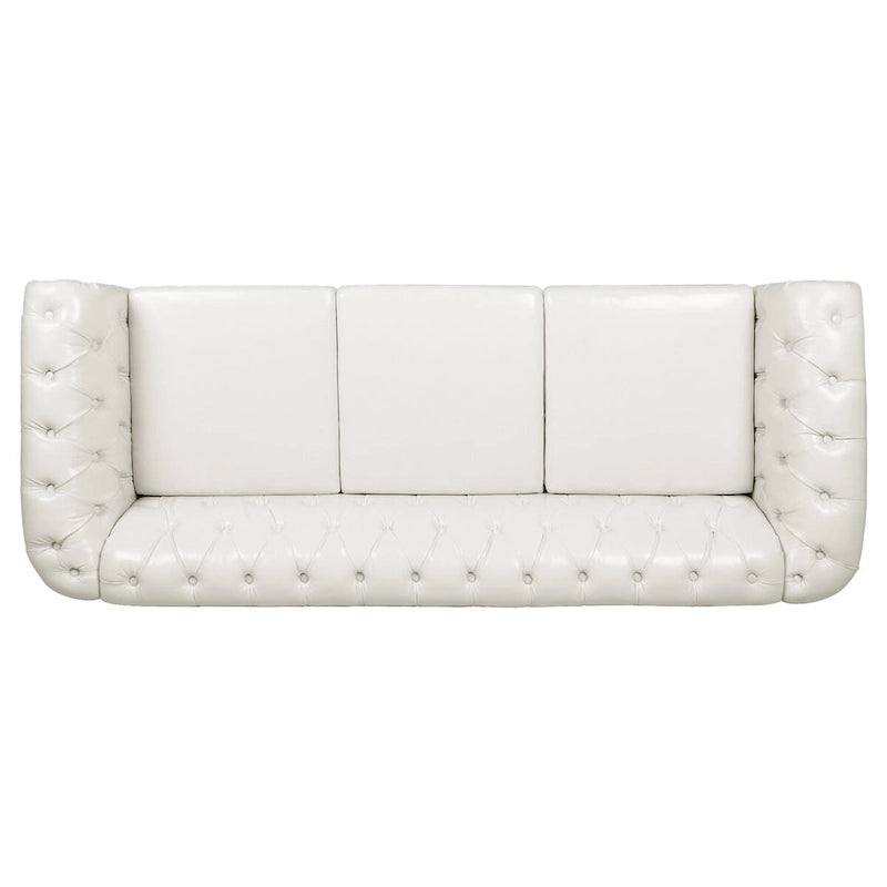 Canapé Chesterfield 3 places en similicuir crème
