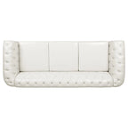 Canapé Chesterfield 3 places en similicuir crème