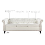 Canapé Chesterfield 3 places en similicuir crème
