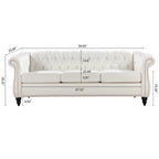 Canapé Chesterfield 3 places en similicuir crème