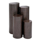 Tables d'appoint sur pied en fer brun, design martelé / coquille, lot de 4