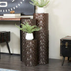 Tables d'appoint sur pied en fer brun, design martelé / coquille, lot de 4
