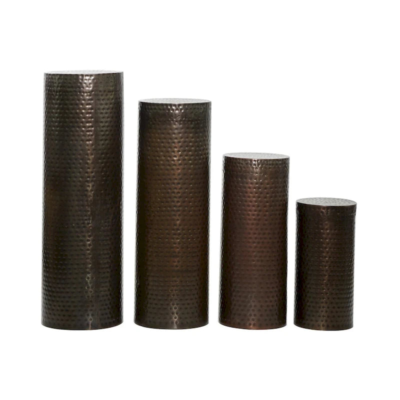 Tables d'appoint sur pied en fer brun, design martelé / coquille, lot de 4