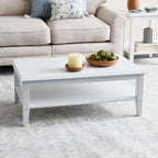 Table basse en bois blanc avec étagère de rangement pour 1