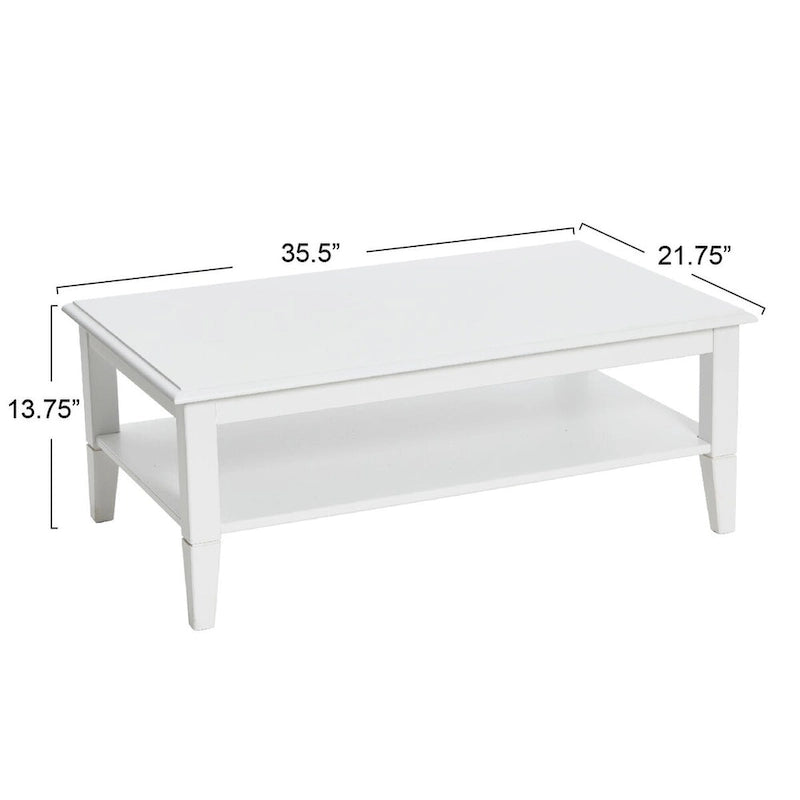 Table basse en bois blanc avec étagère de rangement pour 1