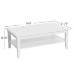 Table basse en bois blanc avec étagère de rangement pour 1