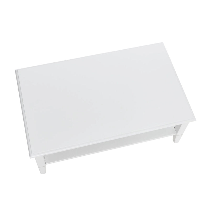 Table basse en bois blanc avec étagère de rangement pour 1
