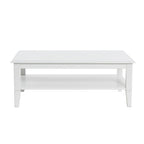 Table basse en bois blanc avec étagère de rangement pour 1