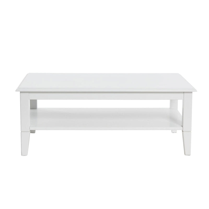 Table basse en bois blanc avec étagère de rangement pour 1