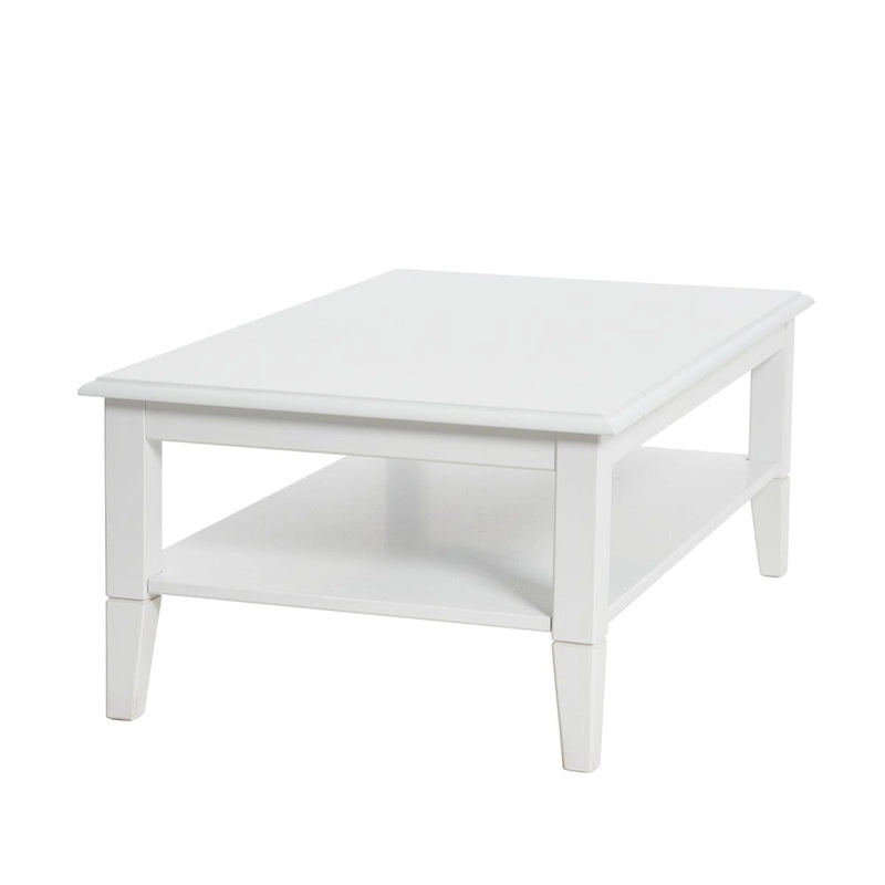 Table basse en bois blanc avec étagère de rangement pour 1