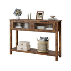 Console beige/marron avec 2 tiroirs | Table d'entrée et de canapé de 110 cm
