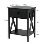Ensemble de 3 tables basses industrielles (1 table basse et 2 tables d'appoint) noires, marron, blanches et dorées – MDF et métal à piétement en X