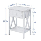 Ensemble de 3 tables basses industrielles (1 table basse et 2 tables d'appoint) noires, marron, blanches et dorées – MDF et métal à piétement en X