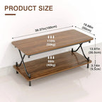 Ensemble de 3 tables basses industrielles (1 table basse et 2 tables d'appoint) noires, marron, blanches et dorées – MDF et métal à piétement en X