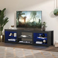 Meuble TV console avec étagères, Noir/Blanc, 168 cm, pour TV jusqu'à 75"