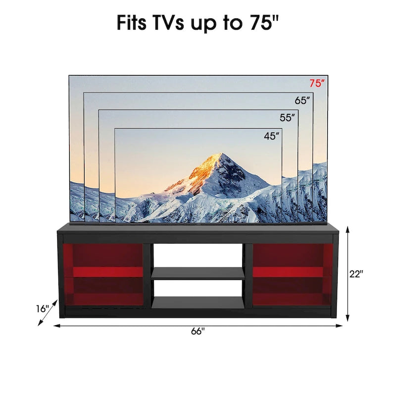 Meuble TV console avec étagères, Noir/Blanc, 168 cm, pour TV jusqu'à 75"