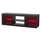 Meuble TV console avec étagères, Noir/Blanc, 168 cm, pour TV jusqu'à 75"