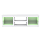 Meuble TV console avec étagères, Noir/Blanc, 168 cm, pour TV jusqu'à 75"