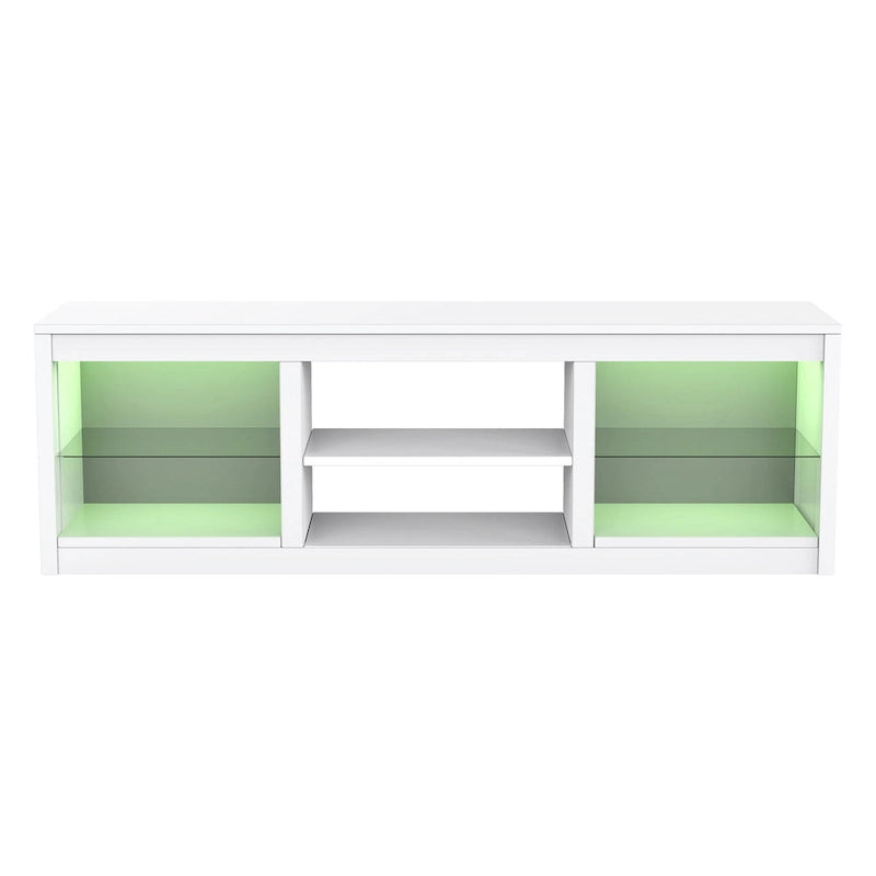 Meuble TV console avec étagères, Noir/Blanc, 168 cm, pour TV jusqu'à 75"