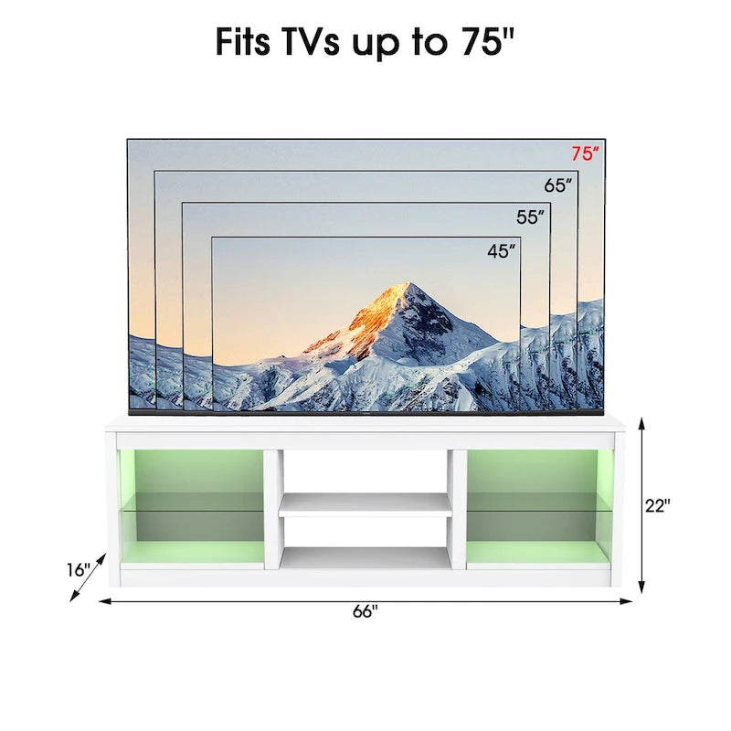 Meuble TV console avec étagères, Noir/Blanc, 168 cm, pour TV jusqu'à 75"