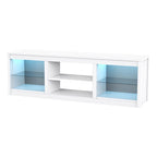 Meuble TV console avec étagères, Noir/Blanc, 168 cm, pour TV jusqu'à 75"