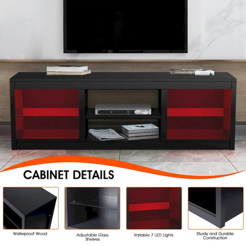 Meuble TV console avec étagères, Noir/Blanc, 168 cm, pour TV jusqu'à 75"