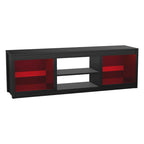 Meuble TV console avec étagères, Noir/Blanc, 168 cm, pour TV jusqu'à 75"