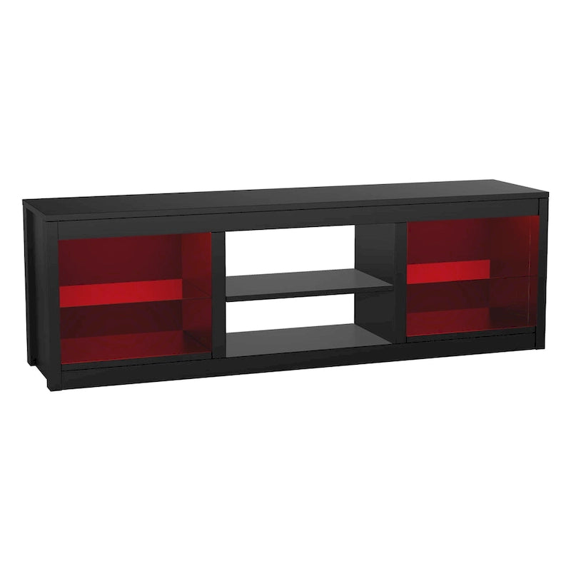 Meuble TV console avec étagères, Noir/Blanc, 168 cm, pour TV jusqu'à 75"