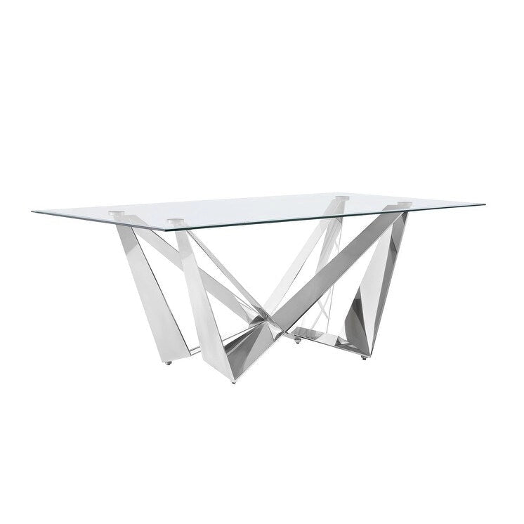 Table de salle à manger en verre trempé argenté/doré – 4-6 / 6-8 places