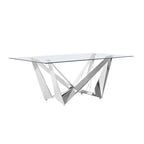 Table de salle à manger en verre trempé argenté/doré – 4-6 / 6-8 places