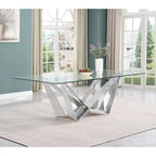 Table de salle à manger en verre trempé argenté/doré – 4-6 / 6-8 places