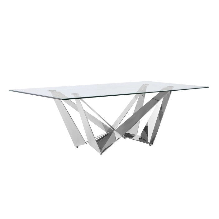 Table de salle à manger en verre trempé argenté/doré – 4-6 / 6-8 places