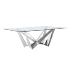 Table de salle à manger en verre trempé argenté/doré – 4-6 / 6-8 places