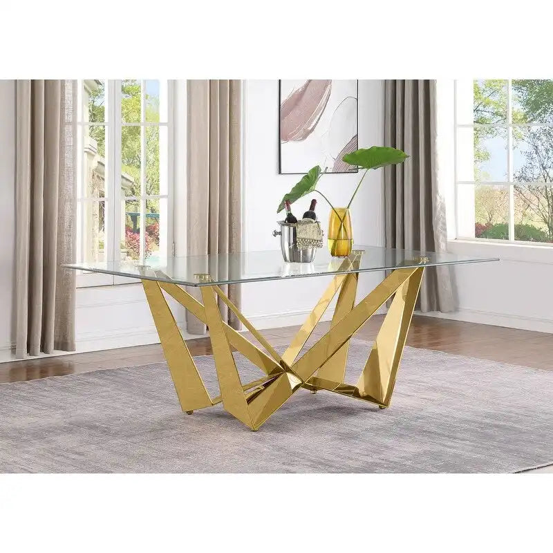 Table de salle à manger en verre trempé argenté/doré – 4-6 / 6-8 places