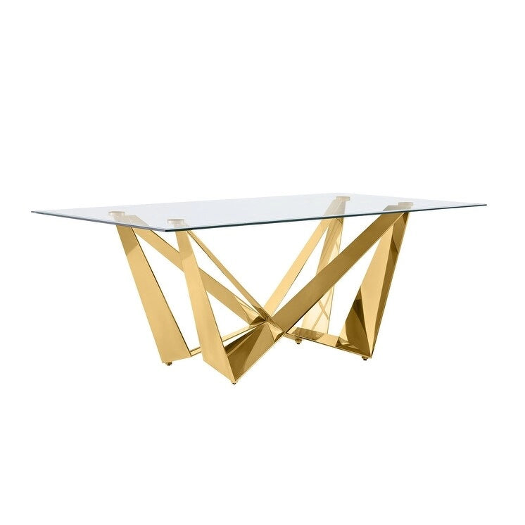 Table de salle à manger en verre trempé argenté/doré – 4-6 / 6-8 places