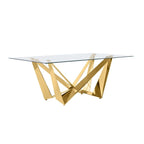 Table de salle à manger en verre trempé argenté/doré – 4-6 / 6-8 places