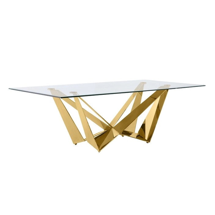 Table de salle à manger en verre trempé argenté/doré – 4-6 / 6-8 places