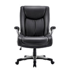 Chaise de bureau à dossier haut en cuir PU marron/noir/ivoire avec accoudoirs relevables, siège large, 1 personne, 181 kg