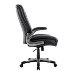 Chaise de bureau à dossier haut en cuir PU marron/noir/ivoire avec accoudoirs relevables, siège large, 1 personne, 181 kg