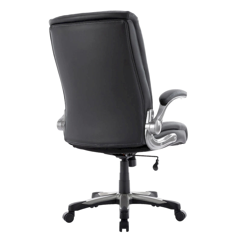 Chaise de bureau à dossier haut en cuir PU marron/noir/ivoire avec accoudoirs relevables, siège large, 1 personne, 181 kg