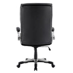 Chaise de bureau à dossier haut en cuir PU marron/noir/ivoire avec accoudoirs relevables, siège large, 1 personne, 181 kg